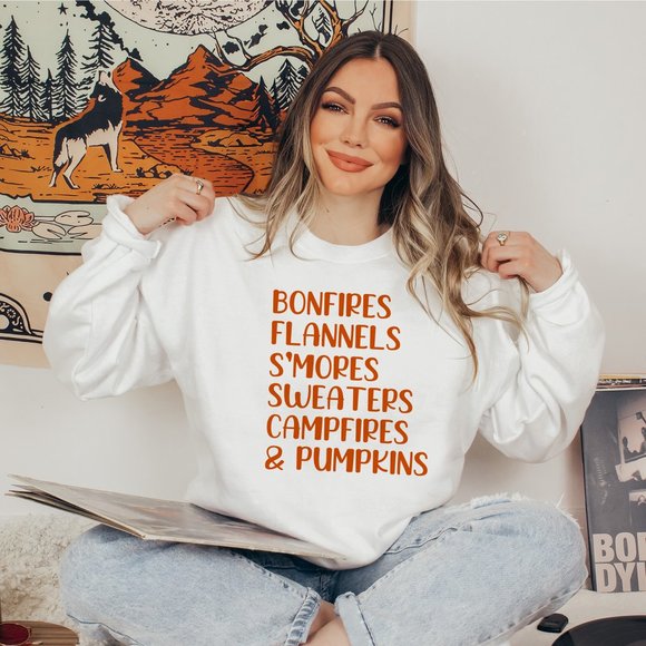 SimplyBeverly Sweaters - Bonfires Flannels Sweaters Fall Time White Sweatshirt